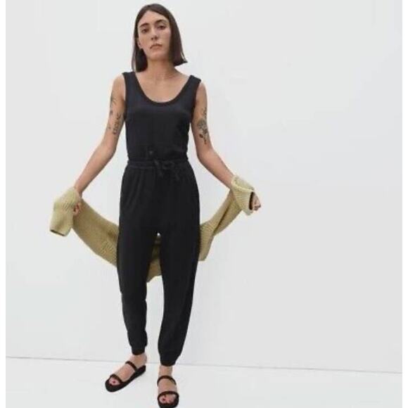 Everlane The French Terry Tie Waist Jumpsuit Black Women's XXS NWOT - Picture 3 of 10